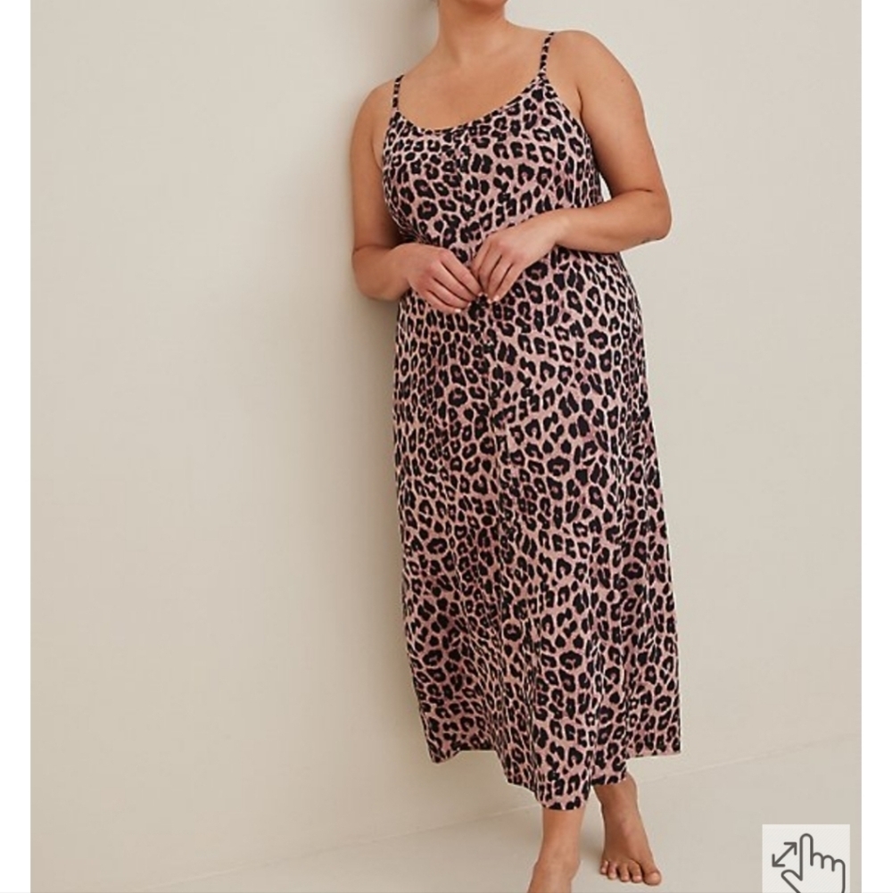 🆕️🐆 1X LEOPARD MAXI CAMI SLEEP DRESS - COTTON MODAL🐆